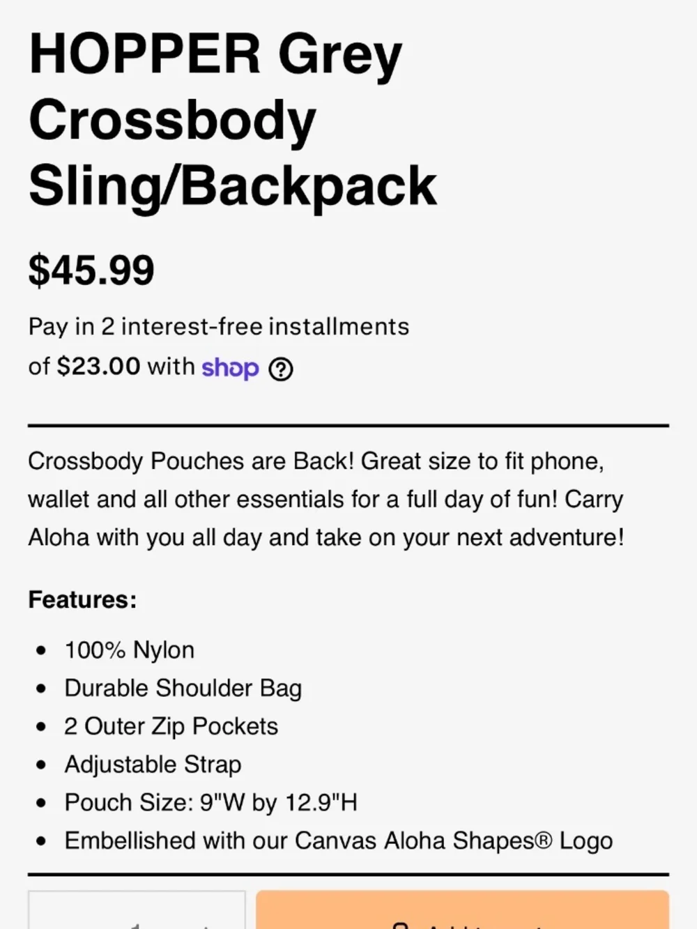 Soley Aloha Grey Crossbody Sling